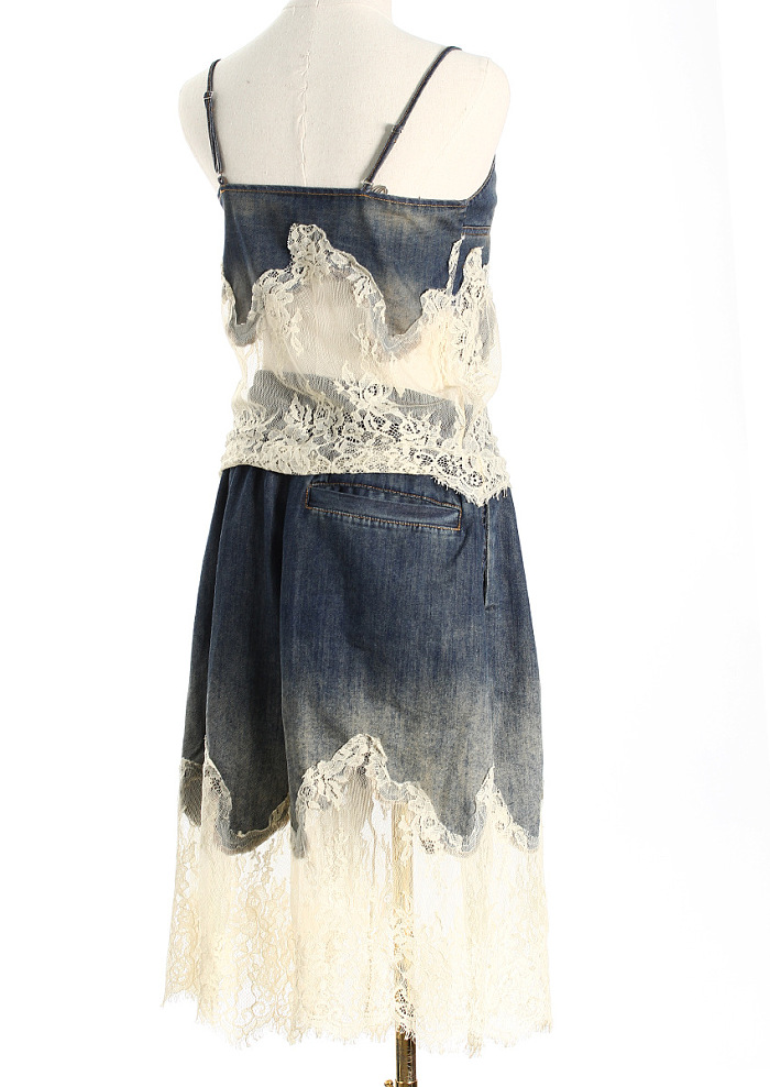 Patchwork Lace Tank Top & Shorts
