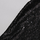 Halter Lace Hem Sequins Mini Dress