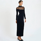 Velvet Patchwork Long Dress