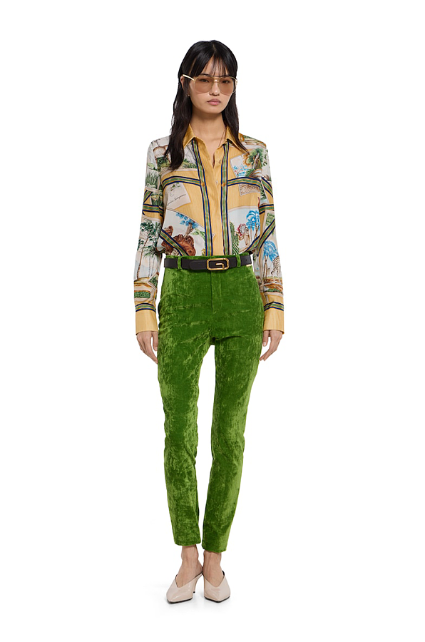Printed Silk Twill Shirt & Pants in Multicolor