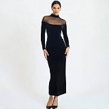 Velvet Patchwork Long Dress
