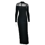 Velvet Patchwork Long Dress