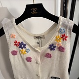 Miu Miu Cashmere Floral Embroidered Vest