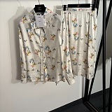 Dior Multicolor Secret Garden Silk Shirt & Skirt