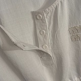 White Slubbed Poplin Top
