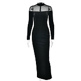 Velvet Patchwork Long Dress