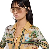 Printed Silk Twill Shirt & Pants in Multicolor