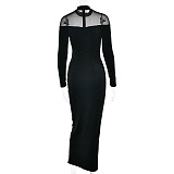 Velvet Patchwork Long Dress