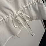 White Slubbed Poplin Top