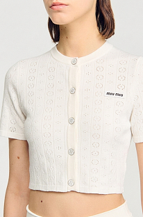 Miu Miu Short-sleeved Cable-knit Cardigan