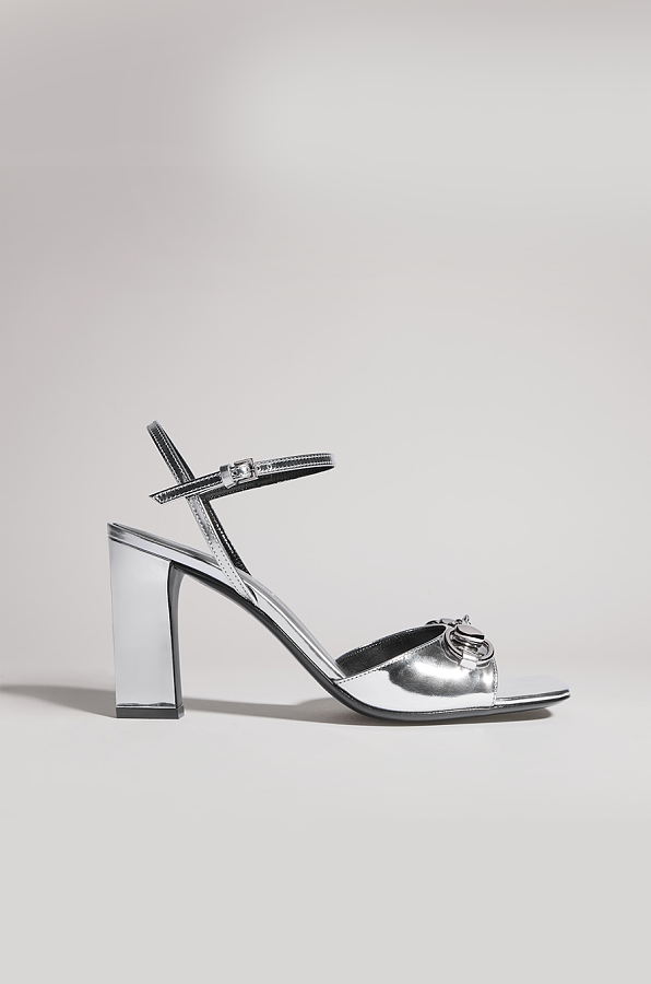Gucci Heritage Sandals (metallic silver leather)