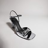 Gucci Heritage Sandals (metallic silver leather)