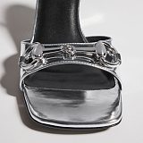 Gucci Heritage Sandals (metallic silver leather)