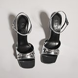 Gucci Heritage Sandals (metallic silver leather)