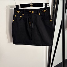 Black Denim Mini Skirt