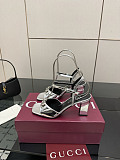 Gucci Heritage Sandals (metallic silver leather)