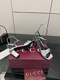 Gucci Heritage Sandals (metallic silver leather)