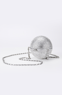 Chanel Silver Metal, Ivory Resin, and Strass Crystal Sphere Ball Minaudière Clutch Bag Silver Hardware