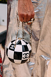 Chanel Black and White Resin and Enamel Checker Sphere Minaudiere Pale Gold Hardware