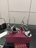 Gucci Heritage Sandals (metallic silver leather)