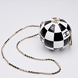 Chanel Black and White Resin and Enamel Checker Sphere Minaudiere Pale Gold Hardware