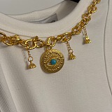 White Tank Top with Gold Necklace