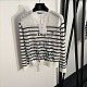 Striped Sweater with Butterfly Embroidery