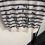 Butterfly Embroidered Striped Tee