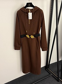 Schiaparelli Gilded Buckle Hooded Midi Dress