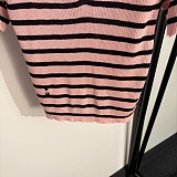 V-Neck Striped Knit Top