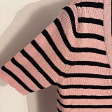 V-Neck Striped Knit Top
