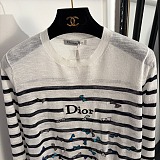 Striped Sweater with Butterfly Embroidery