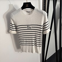 Logo Embroidered Striped Tee
