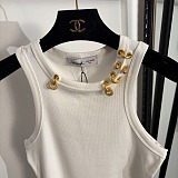 White Tank Top with Gold Hardware