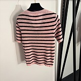 V-Neck Striped Knit Top