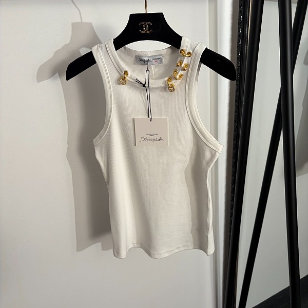 White Tank Top with Gold Hardware