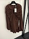 Brown Ruched Dress with Keyhole