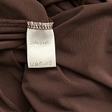 Brown Ruched Dress with Keyhole