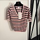 V-Neck Striped Knit Top