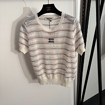 Striped Crochet-Style Knit Top