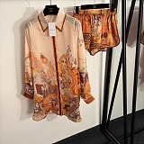 Vintage Graphic Print Silk Set