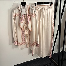 Zimmermann Ivory Silk Scarf-Print Shirt & Trousers Set
