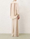Zimmermann Ivory Silk Scarf-Print Shirt & Trousers Set