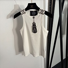 Chrome Hearts Silver Hardware Ribbed Tank