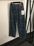 Chanel All-Over Logo Wide-Leg Jeans