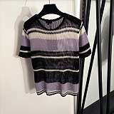 Chanel Sheer Striped Knit Top