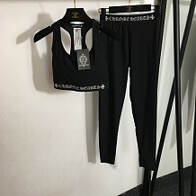 Black Gothic Logo Sports Bra & Leggings Set