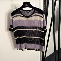 Chanel Sheer Striped Knit Top