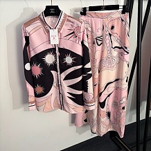 Emilio Pucci Pink & Black  Print Silk Co-ord Set
