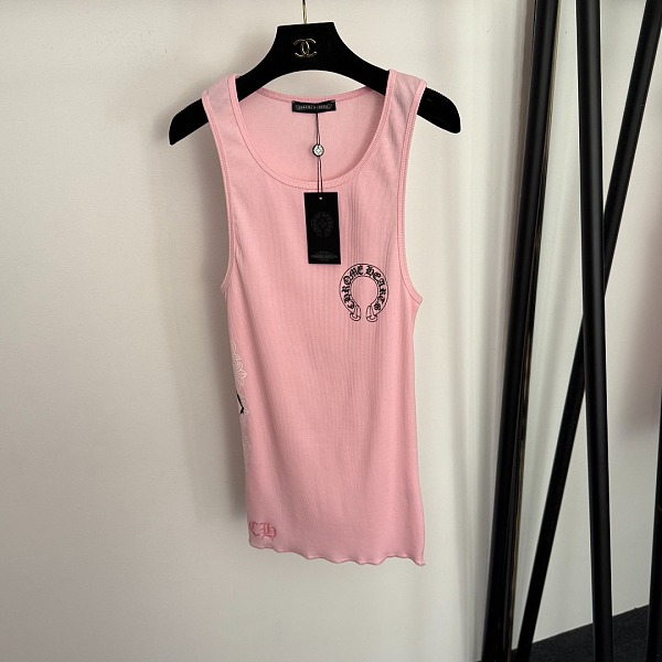 Chrome Hearts Pink Horseshoe Logo Tank Top